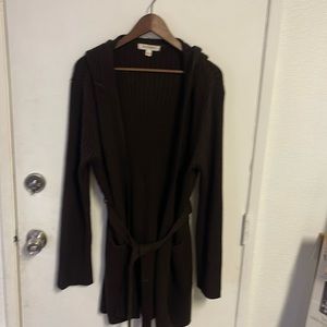 Brown hooded cardigan